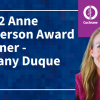 Congratulations to Tiffany Duque, Winner of 2022 Anne Anderson Prize. The Anne Anderson Award recognizes a female member of Cochrane who has made a significant contribution to the enhancement and visibility of women's participation within Cochrane.